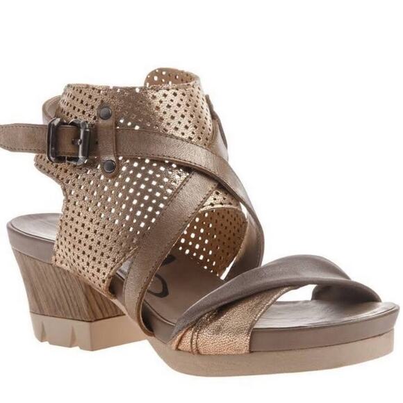 OTBT Take Off Desert Neutral Leather Chunky Comfort Sandal Size 7.5 Boho Glam - Picture 1 of 11